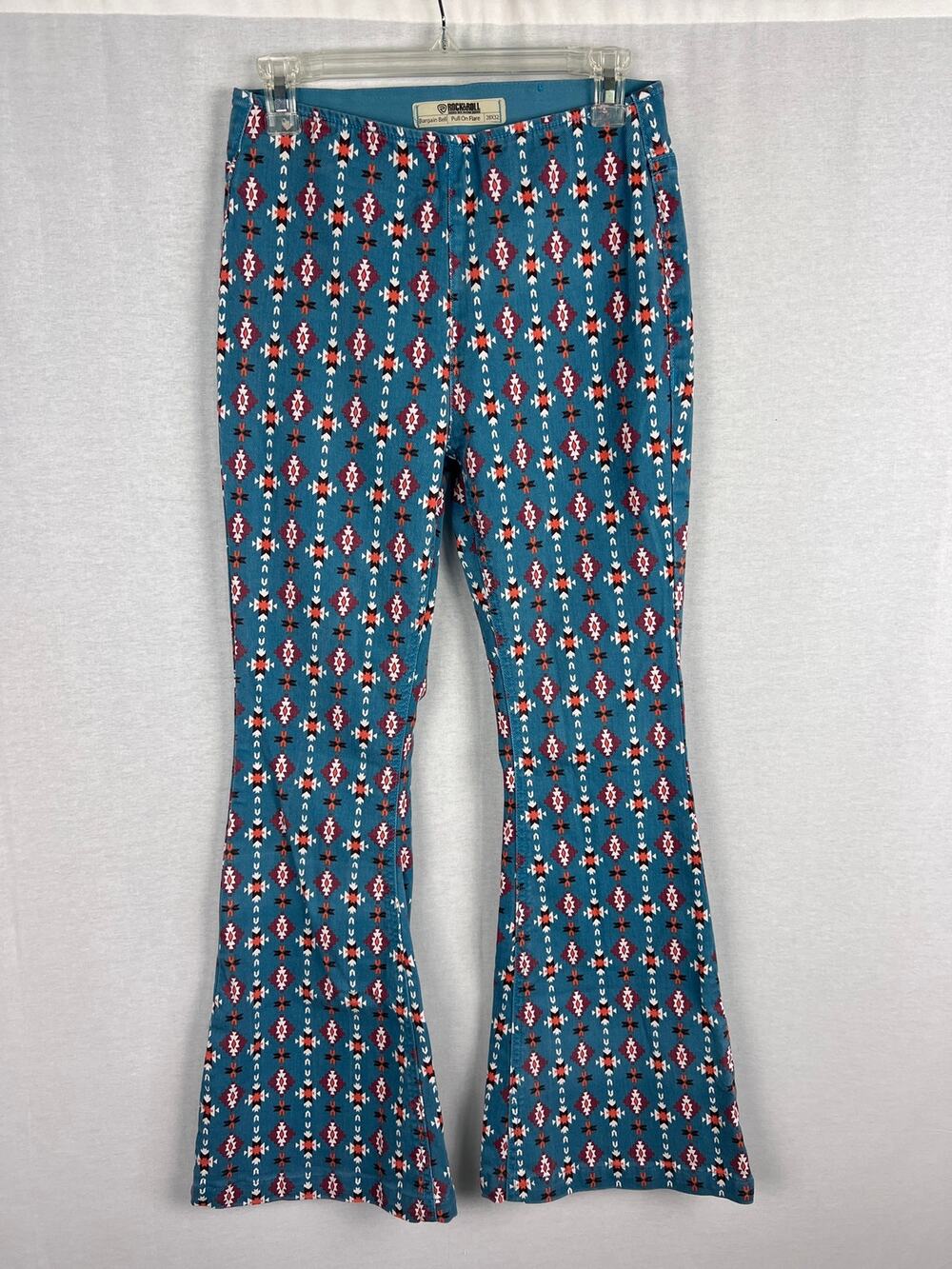 Rock and Roll Denim Jeans Womens 28 Bargain Bell Pull On Flare Aztec Western